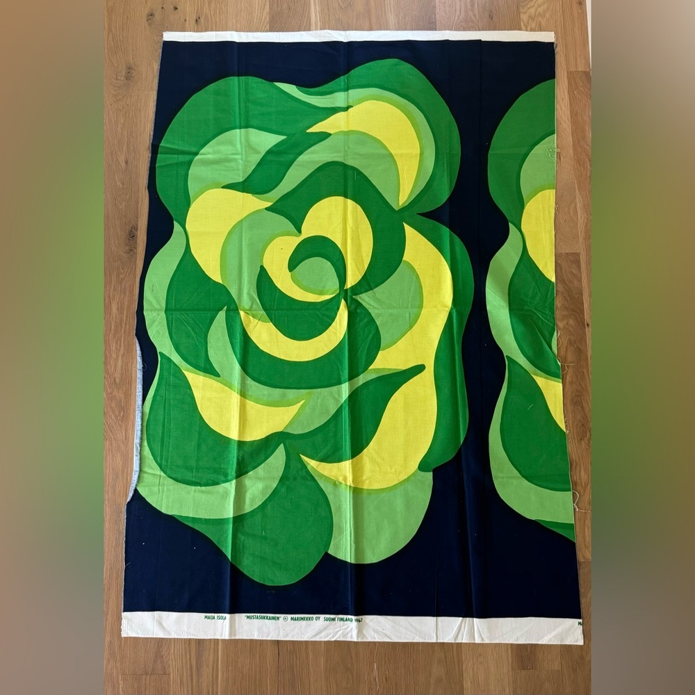 Vintage marimekko fabric panel mustasukkainen 1967
